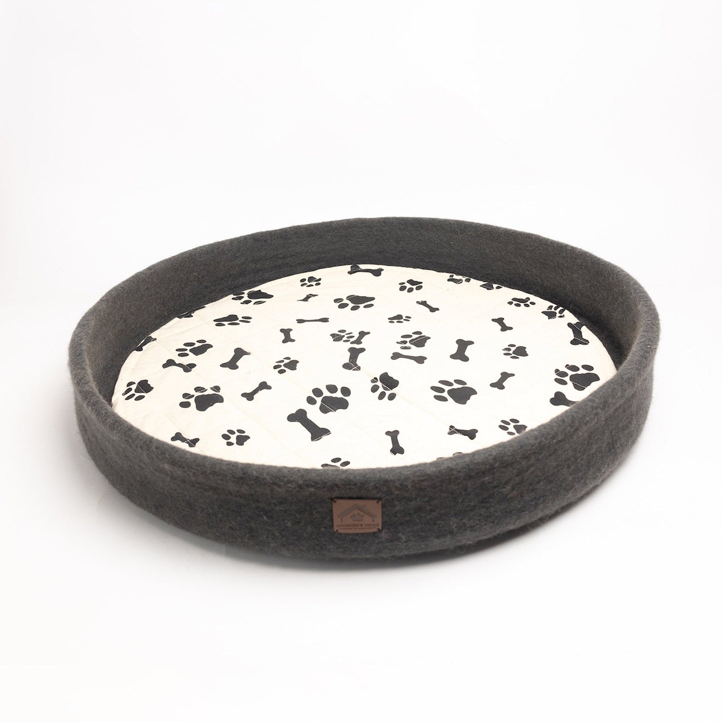Whiskers Home Wool Round Felt Dog Bed 100% New Zealand Wool Whisker's Home