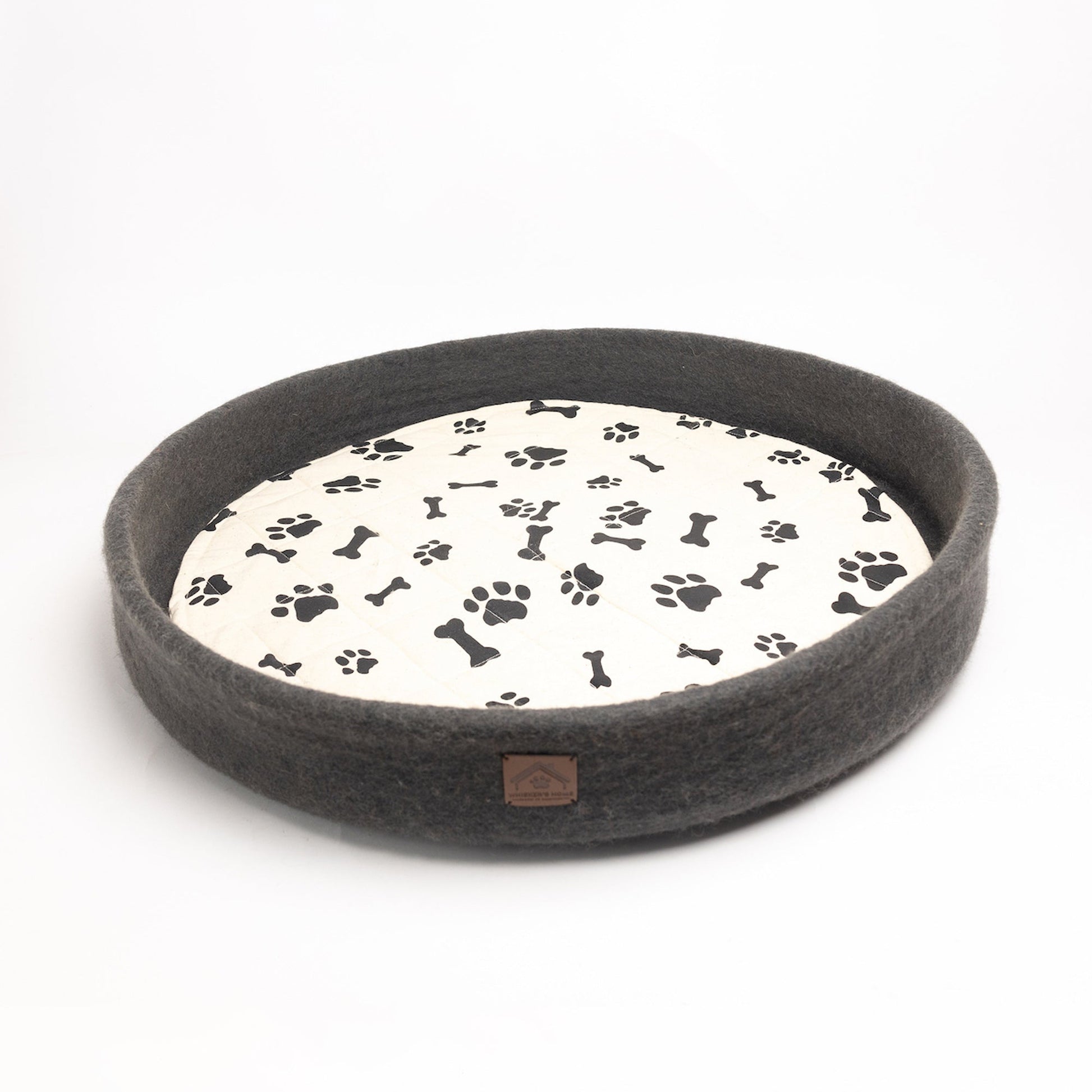 Whiskers Home Wool Round Felt Dog Bed 100% New Zealand Wool Whisker's Home