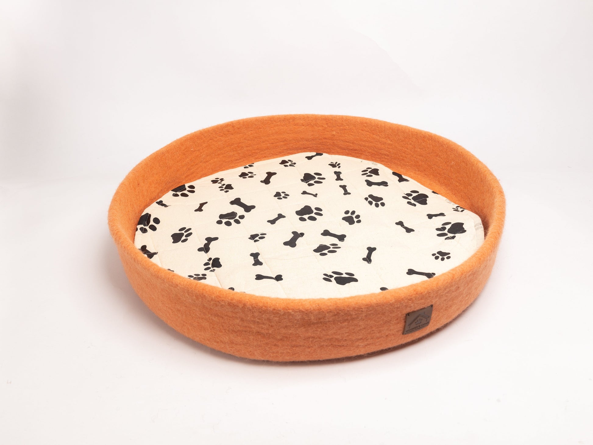 Whiskers Home Wool Round Felt Dog Bed 100% New Zealand Wool Whisker's Home