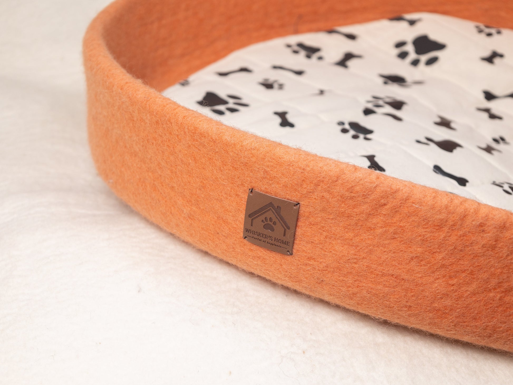 Whiskers Home Wool Round Felt Dog Bed 100% New Zealand Wool Whisker's Home
