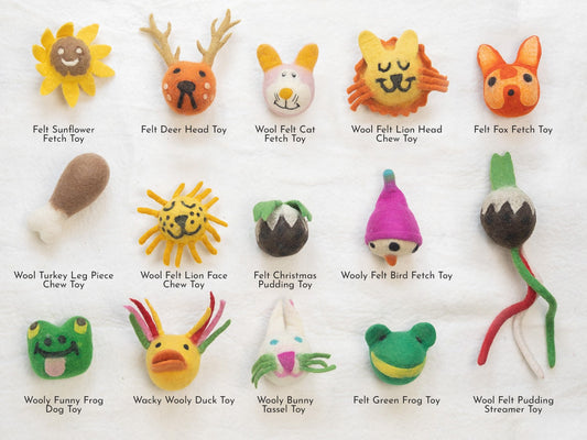 Eco-Toys Bundle: 8cm Wool Felt Pet Toys Whisker's Home