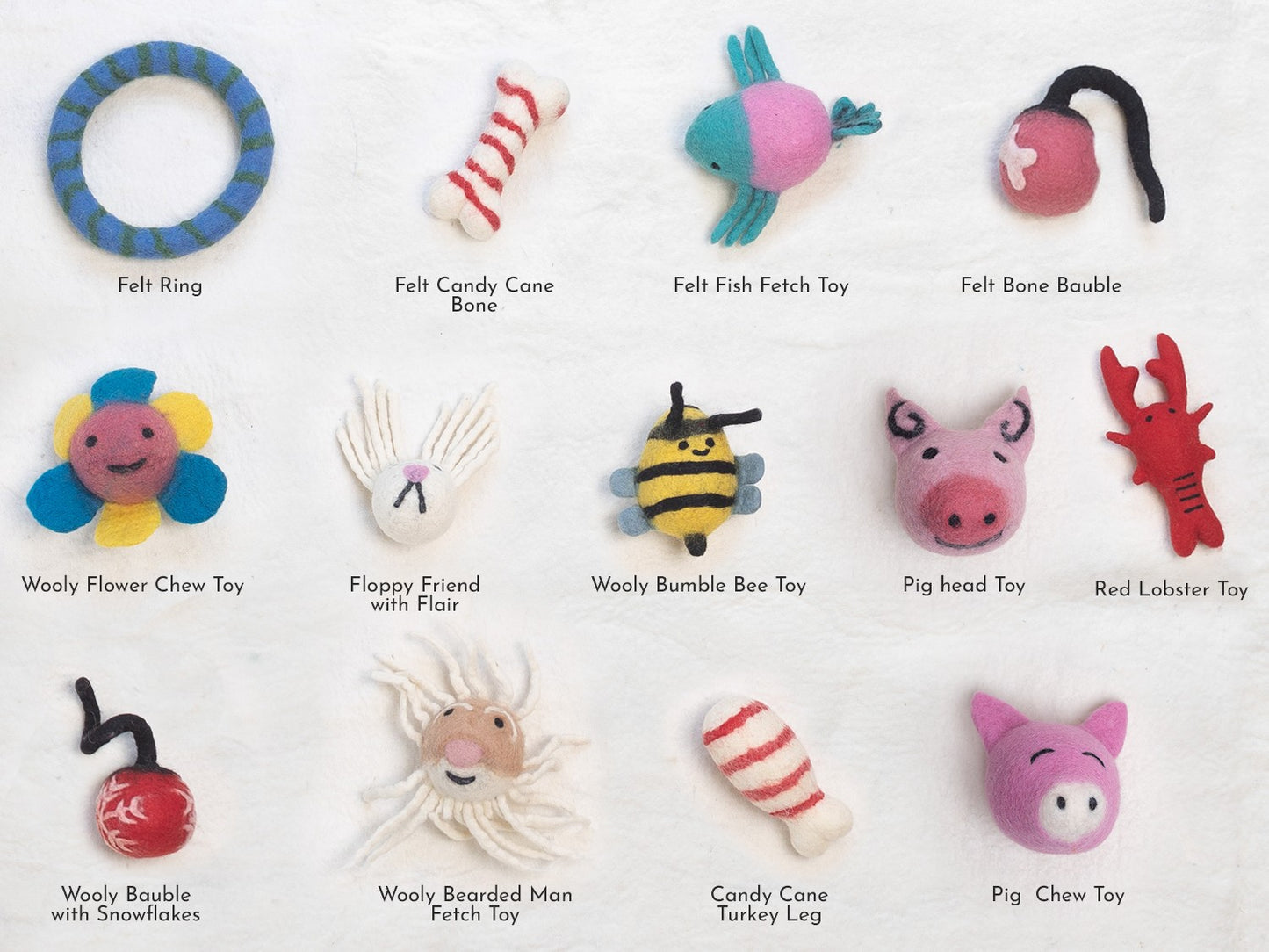 Eco-Toys Bundle: 8cm Wool Felt Pet Toys