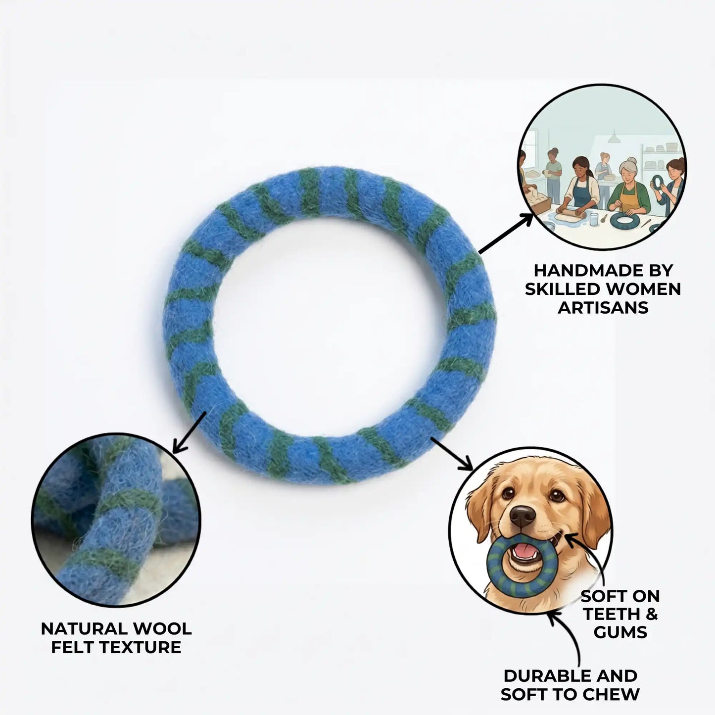 Handmade Felt Toy Ring for Dogs