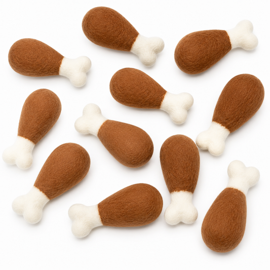 Handmade Wool Turkey Leg Chew Toy