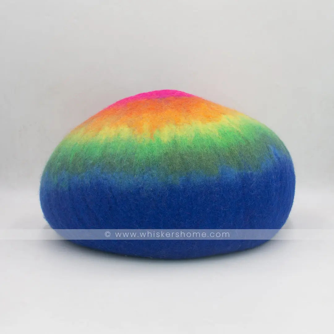 rainbow design cat cave, multicolor cat cave, felt cat cave