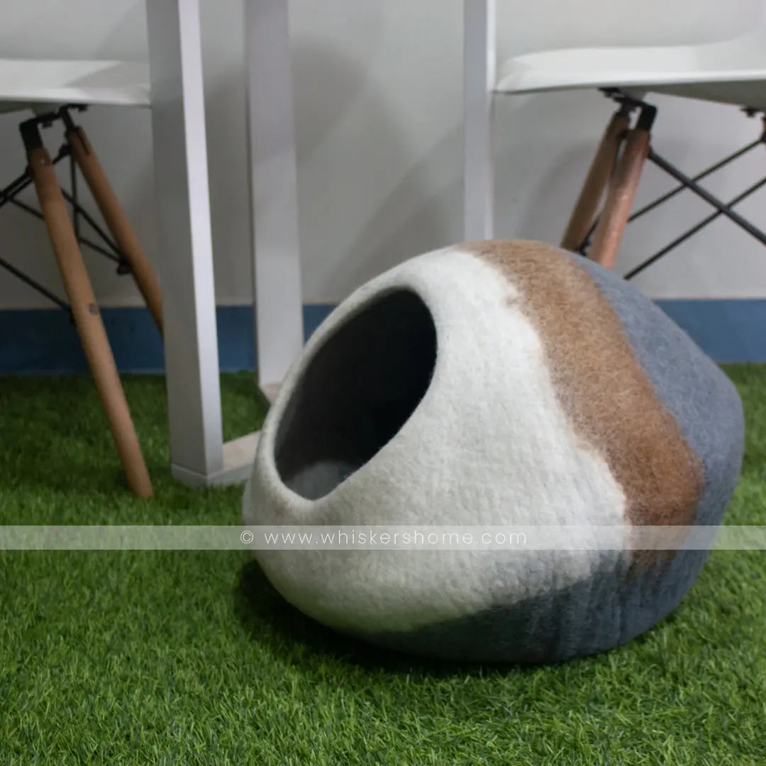 three gradient cat cave, grey-brown-white cat cave