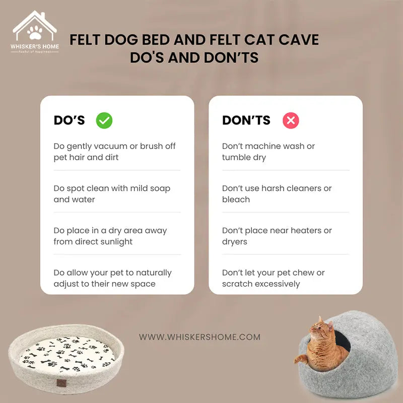 How-to-Care-for-Your-Felt-Cat-Cave-Dog-Bed-Dos-and-Don-ts Whisker's Home