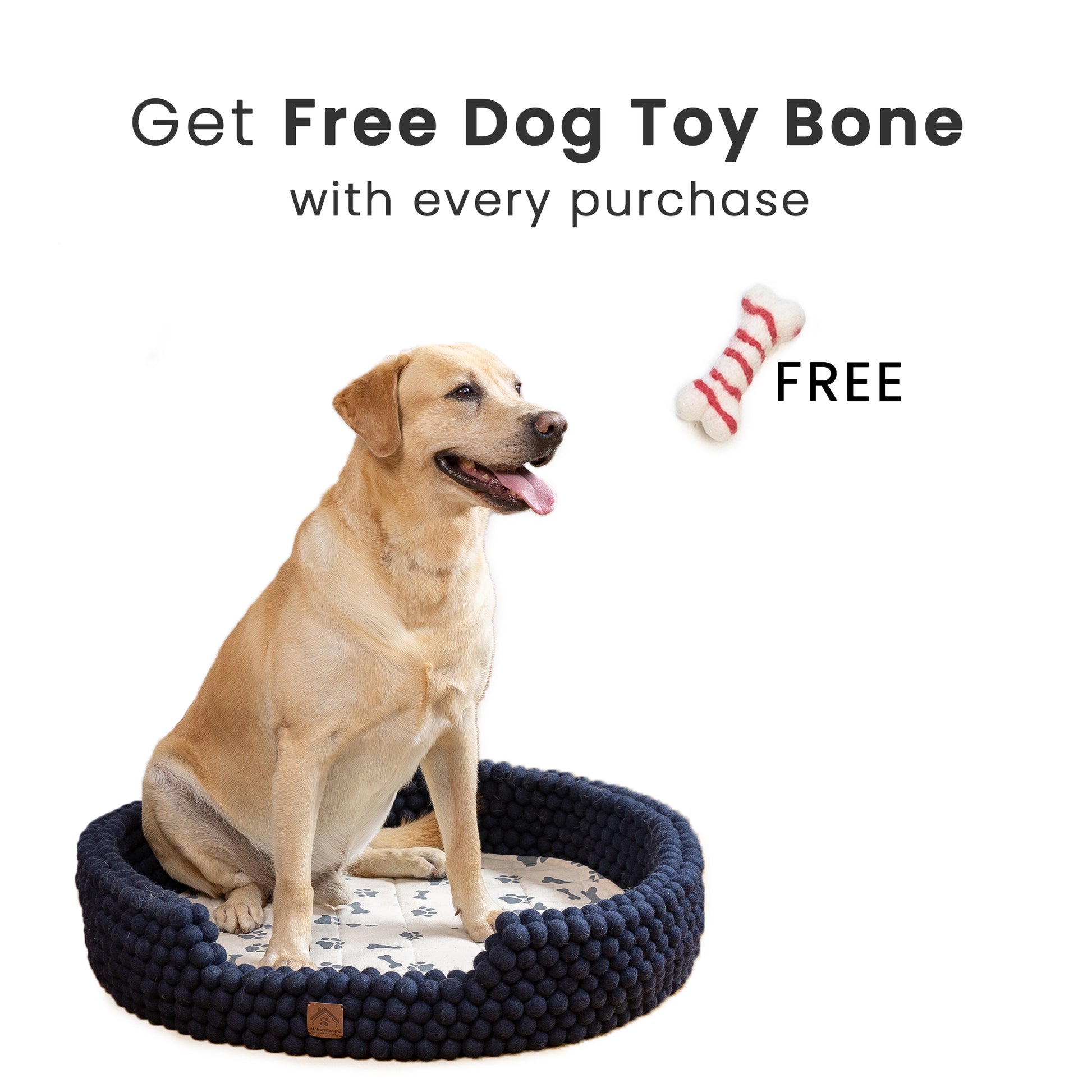 Felt Ball Bolster Dog Bed 100% New Zealand Wool handmade color floral brown white black gray cream pet product comfy free shipping 