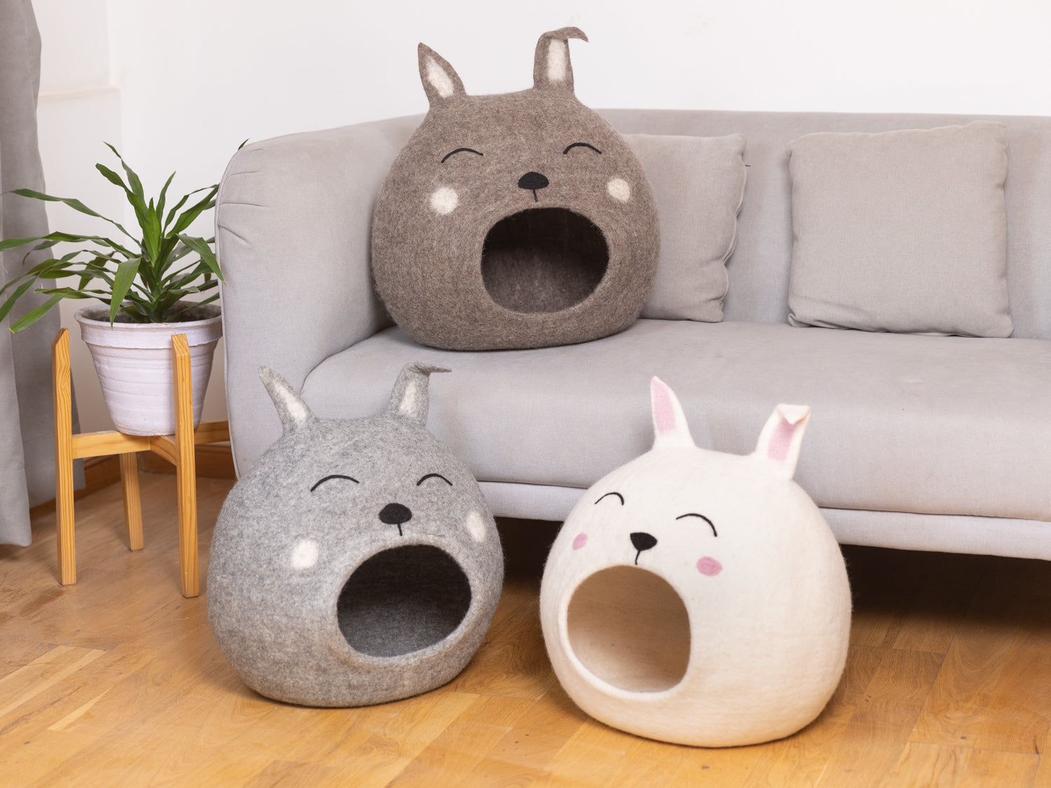 Wool Felt Bunny Cat Cave