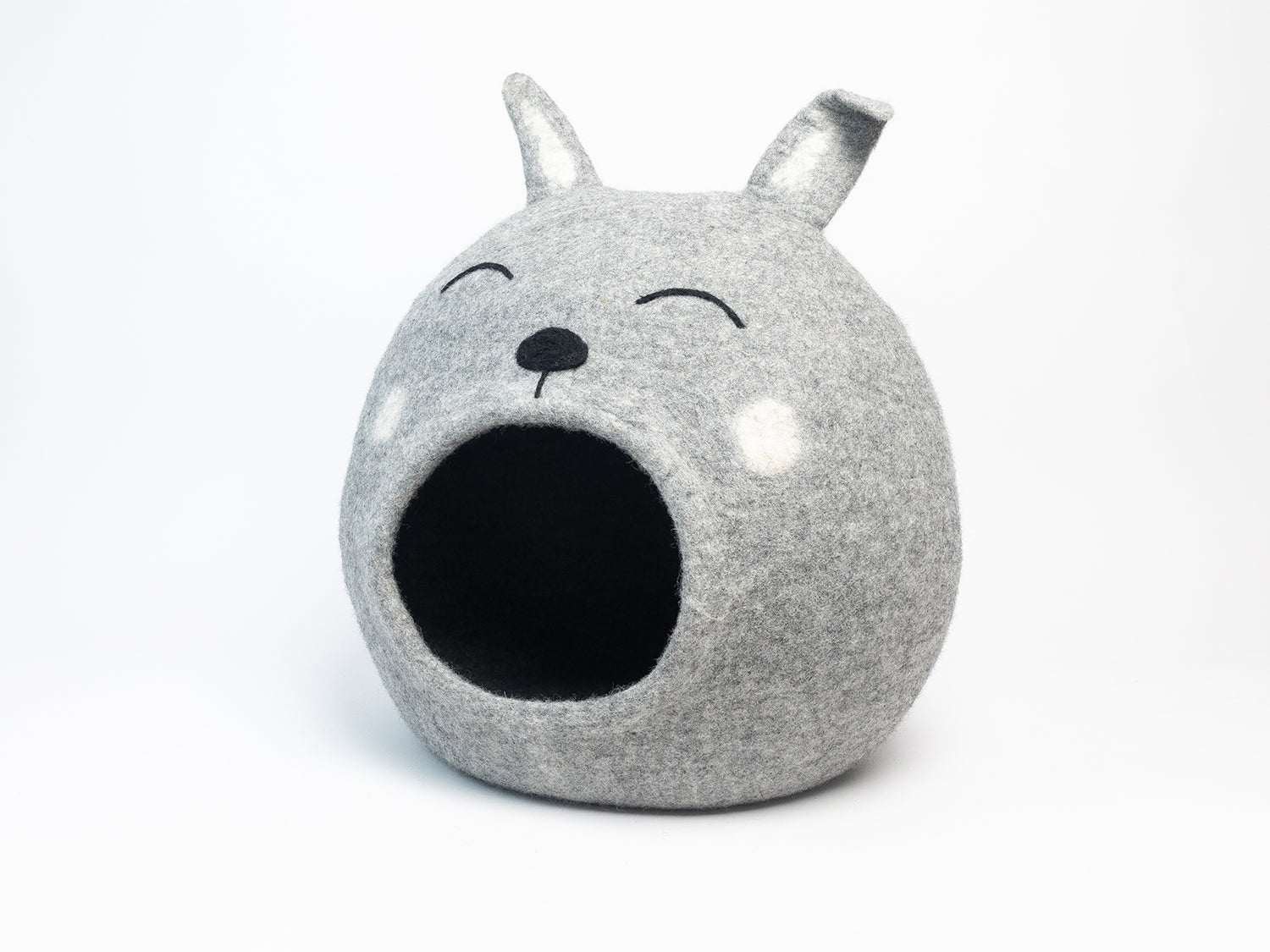 Wool Felt Bunny Cat Cave 100% New Zealand Wool handmade color floral gray white cream bunny pet product comfy