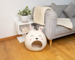 Wool Felt Bunny Cat Cave 100% New Zealand Wool handmade color floral gray white cream bunny pet product comfy