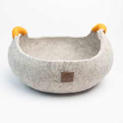 Wool Felt Cat Basket Bed 100% New Zealand Wool handmade color floral brown white black gray cream bunny pet product comfy