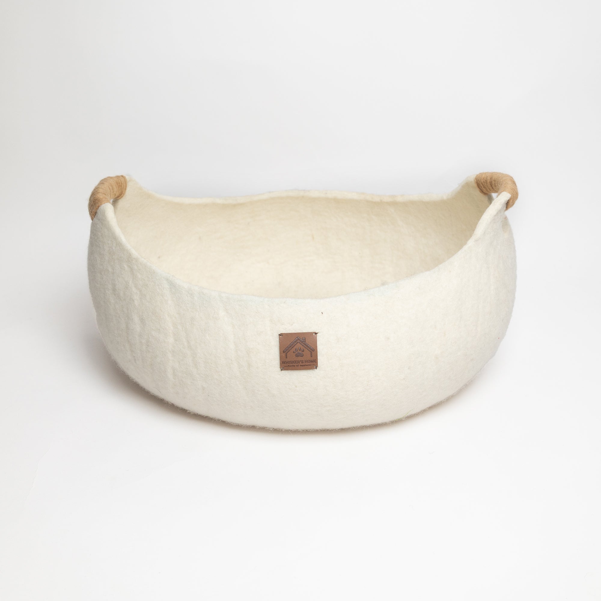 Wool Felt Cat Basket Bed 100% New Zealand Wool handmade color floral brown white black gray cream bunny pet product comfy