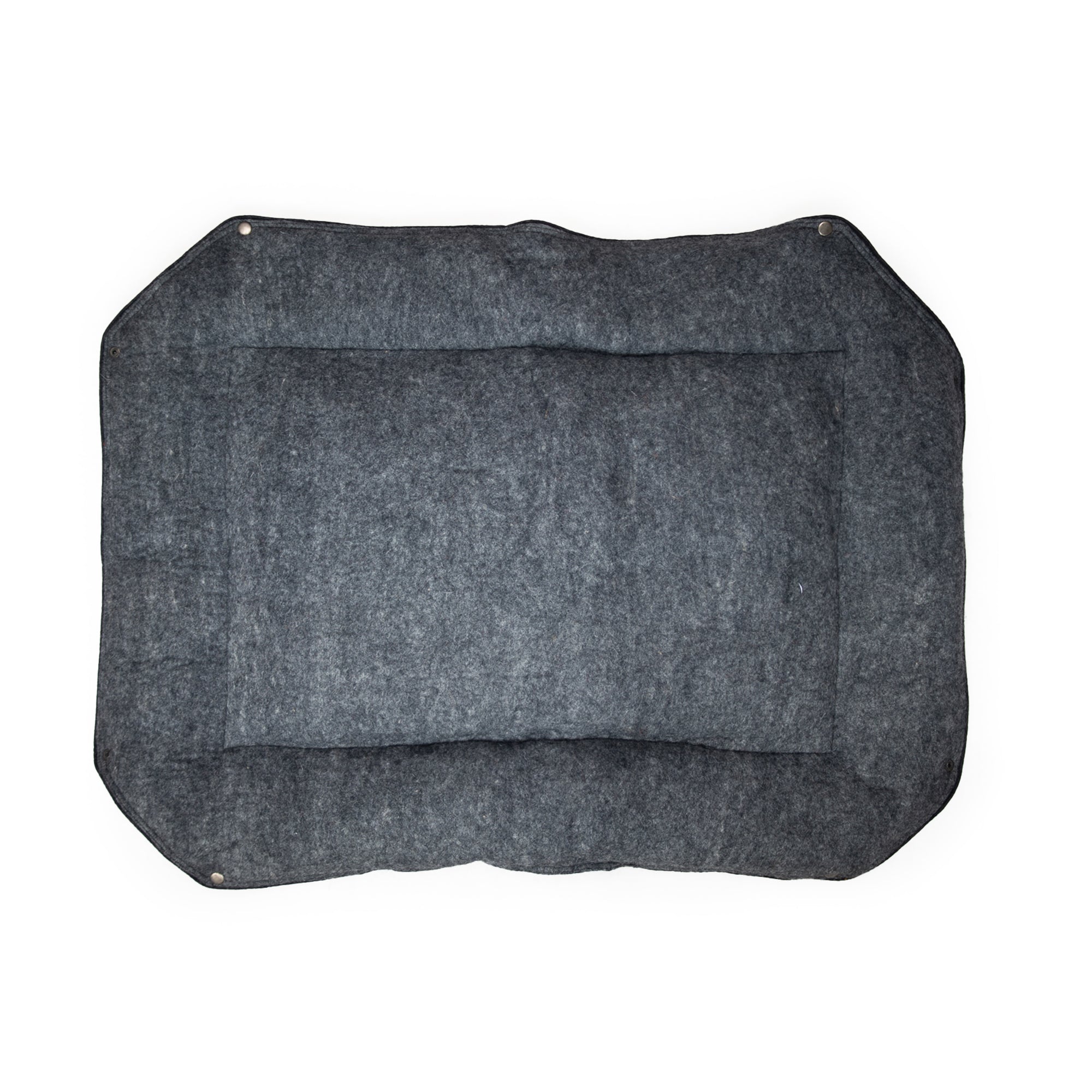Whiskers Home Wool Felt Dog Bed with 100% Wool and Dhaka Fabric Cover Color Red Stripped Blue Gray