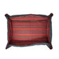 Whiskers Home Wool Felt Dog Bed with 100% Wool and Dhaka Fabric Cover Color Red Stripped Blue Gray
