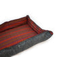 Whiskers Home Wool Felt Dog Bed with 100% Wool and Dhaka Fabric Cover Color Red Stripped Blue Gray