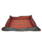Whiskers Home Wool Felt Dog Bed with 100% Wool and Dhaka Fabric Cover Color Red Stripped Blue Gray