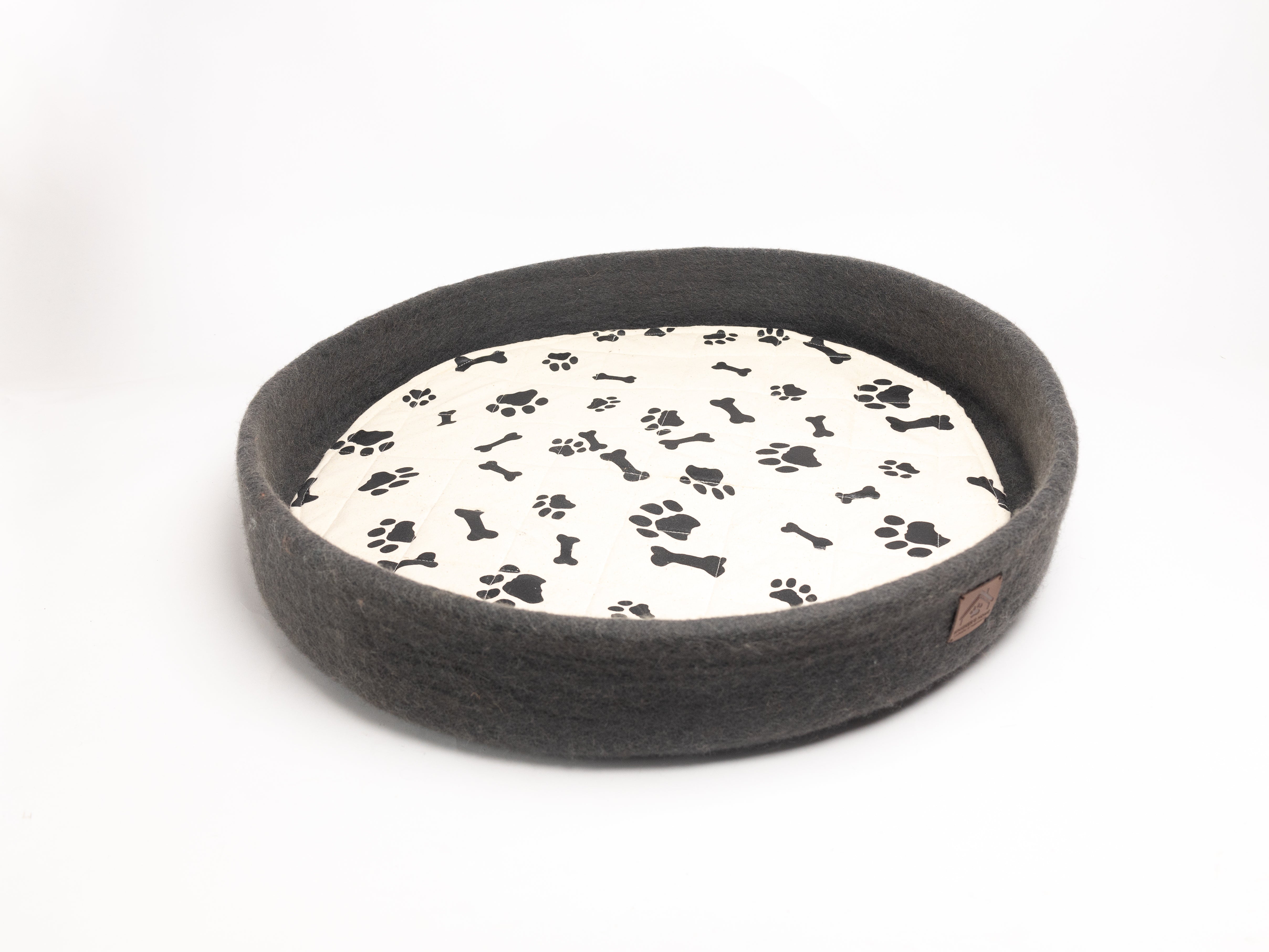 Wool Felt Round Dog Bed with Cushion