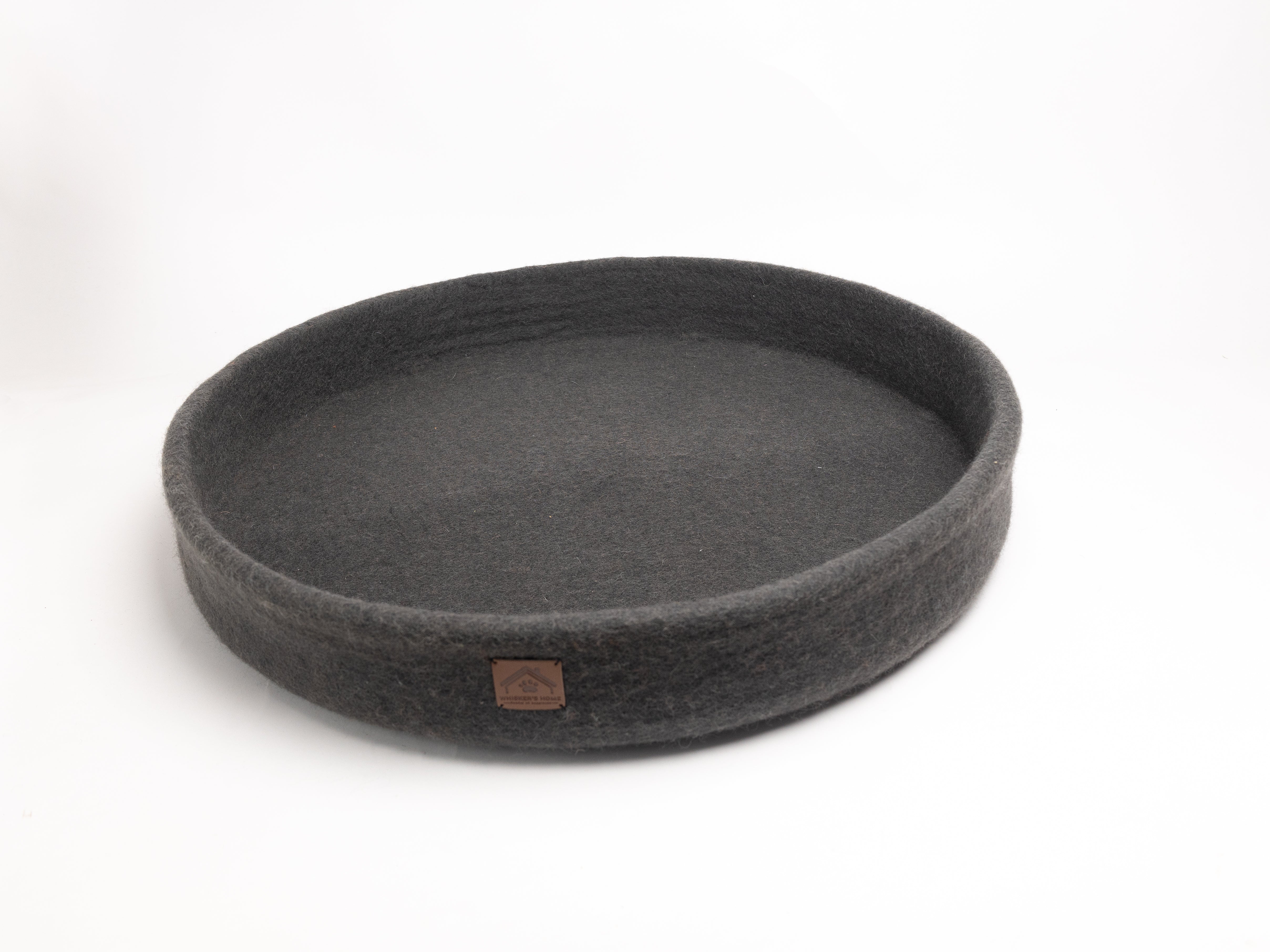 Wool Felt Round Dark Grey Dog Bed without Cushion