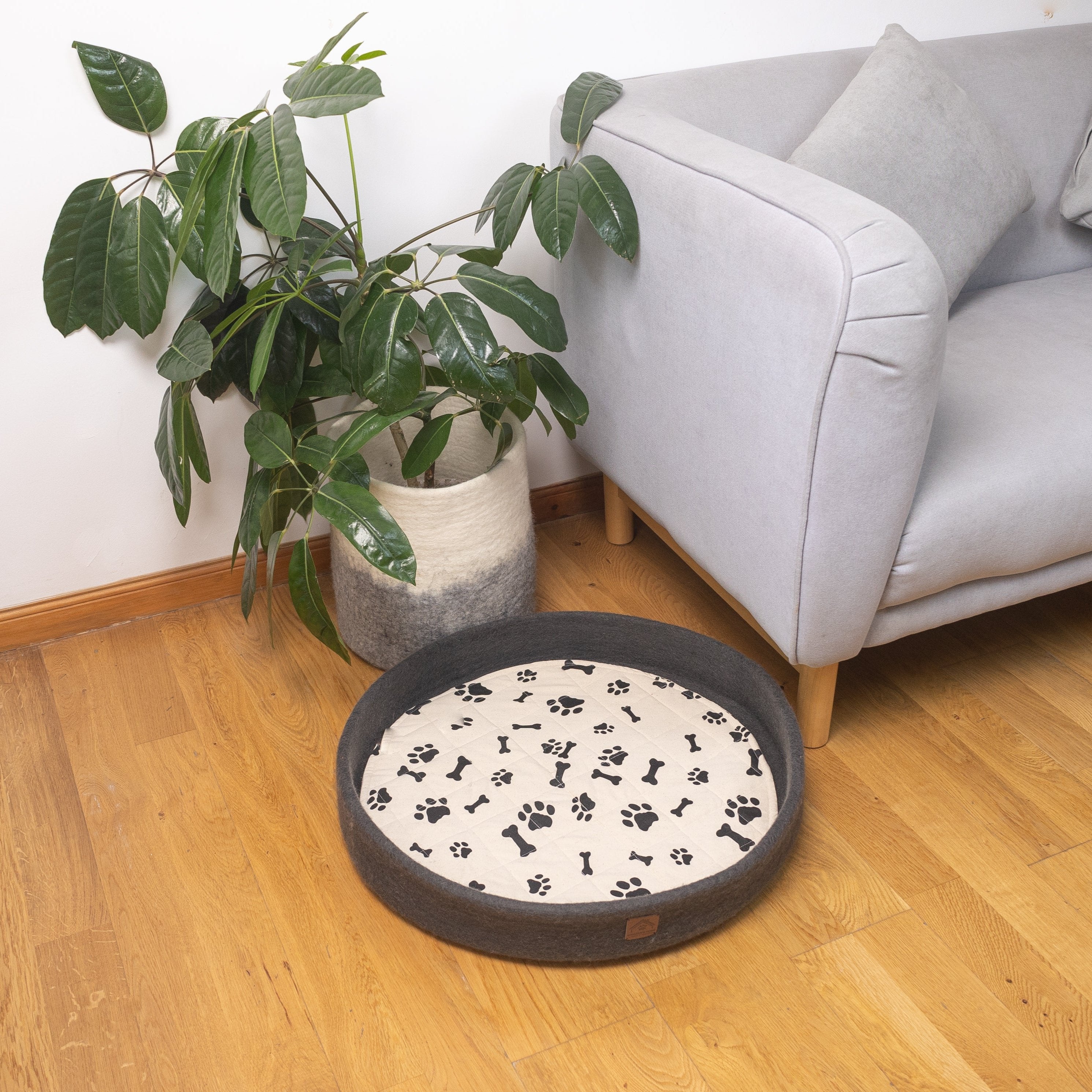 Felt Dog Bed on Floor