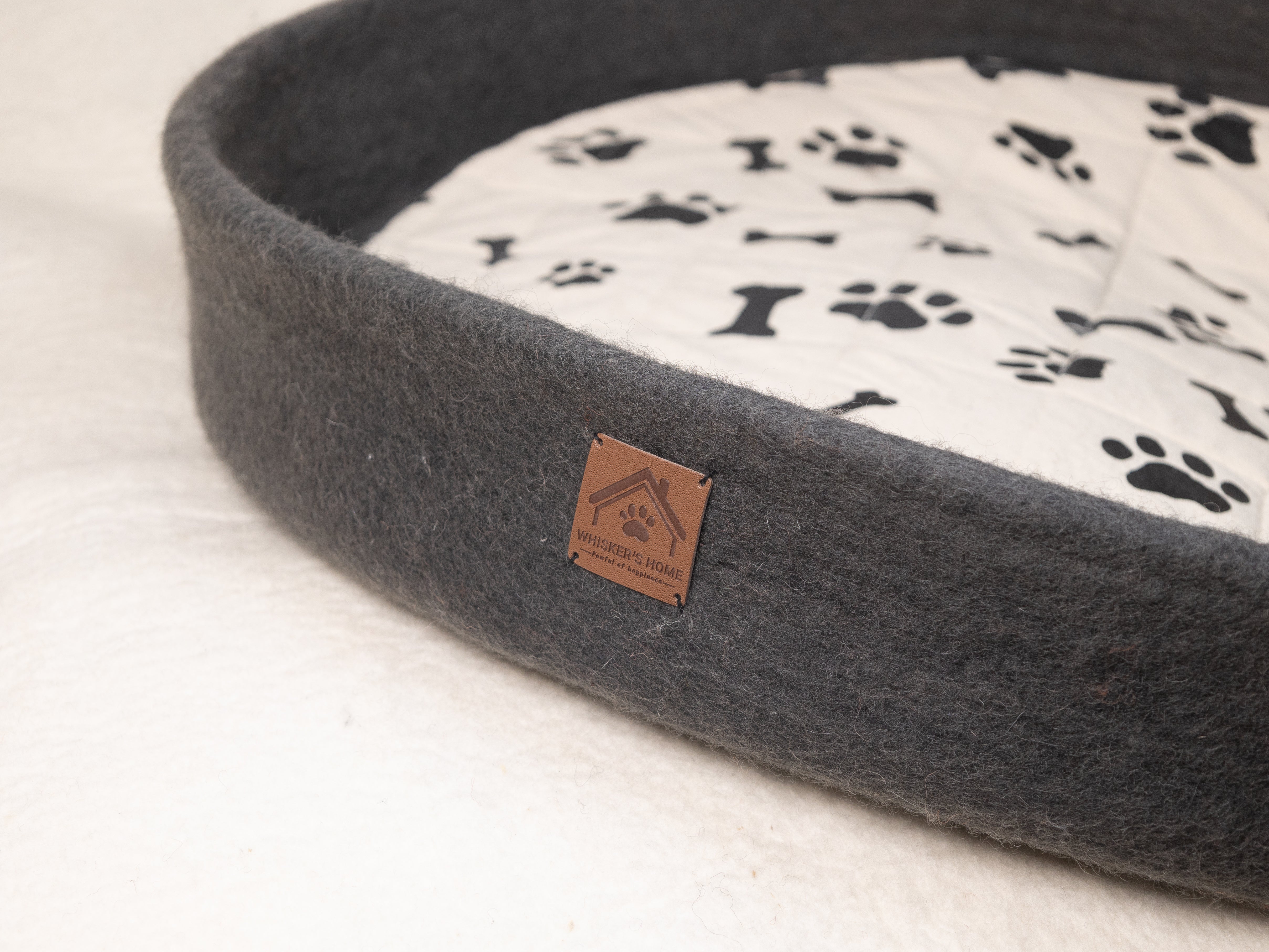 Close and Side View of Wool Dog Bed