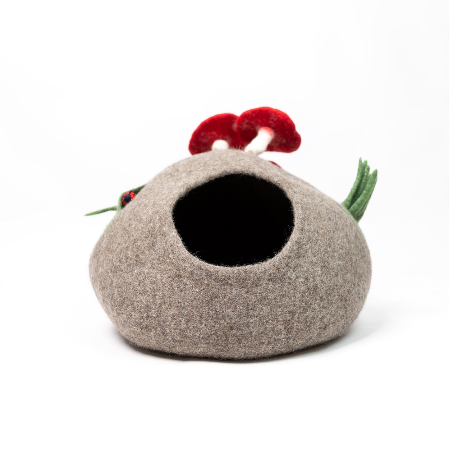 Mini Bug Mushroom Felt Cat Cave 100% New Zealand Wool handmade color floral red green brown 7kg -8kg 50 cm