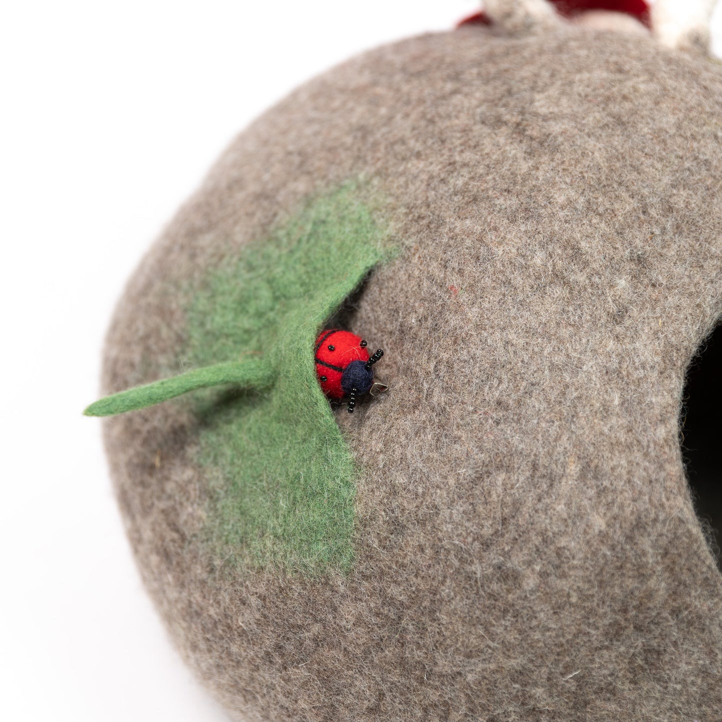 Mini Bug Mushroom Felt Cat Cave 100% New Zealand Wool handmade color floral red green brown 7kg -8kg 50 cm