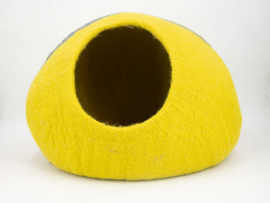 Whiskers Home Yellow Soft Felt Cat Cave 100% New Zealand Wool Whisker's Home