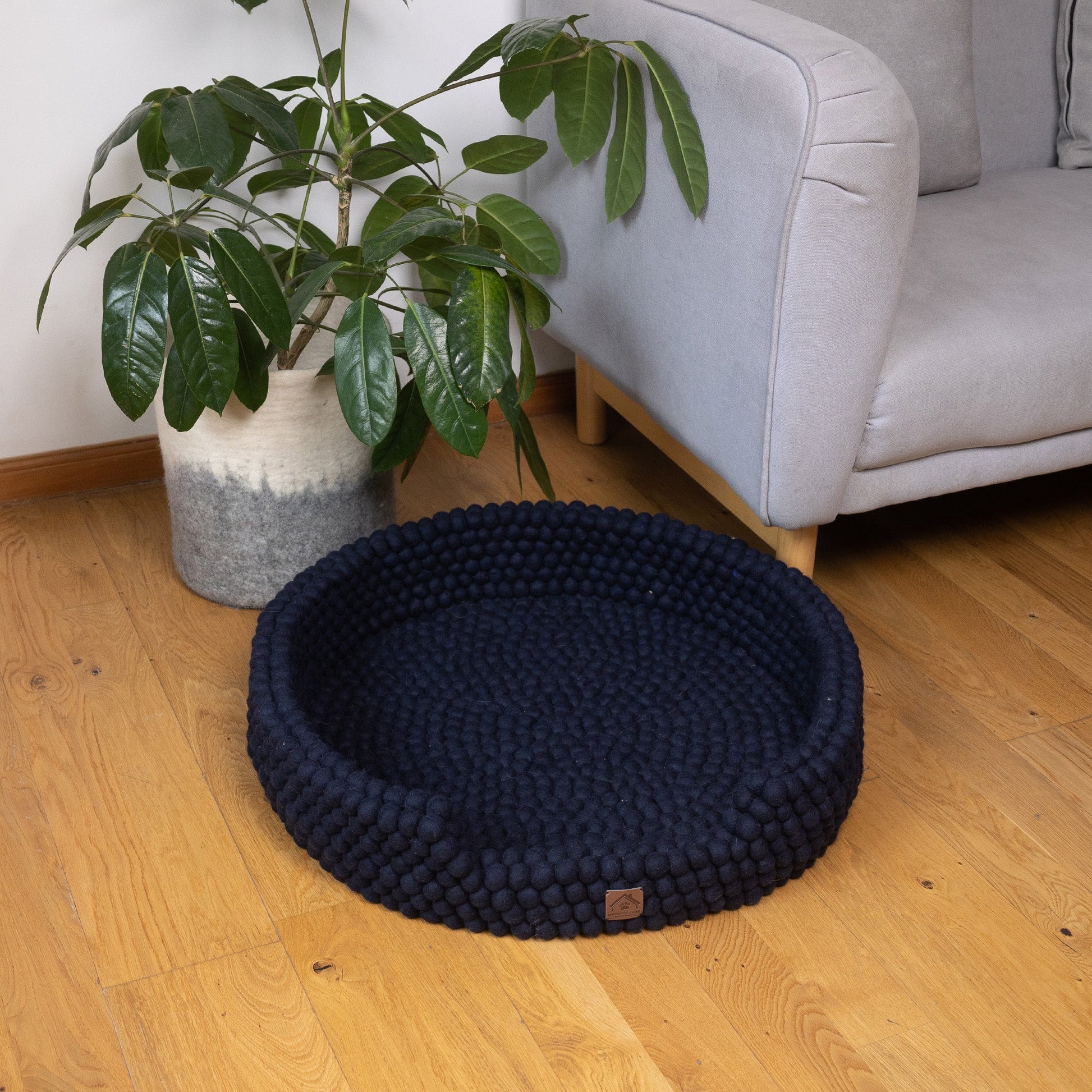 Whiskers Home Felt Ball Bolster Dog Bed Handcrafted Wool Bed with a Cozy, Secure Nesting Design Whisker's Home