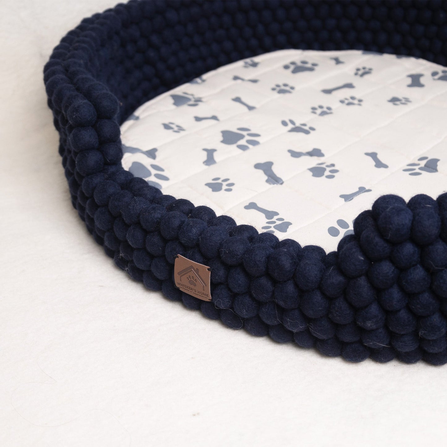Whiskers Home Felt Ball Bolster Dog Bed Handcrafted Wool Bed with a Cozy, Secure Nesting Design Whisker's Home