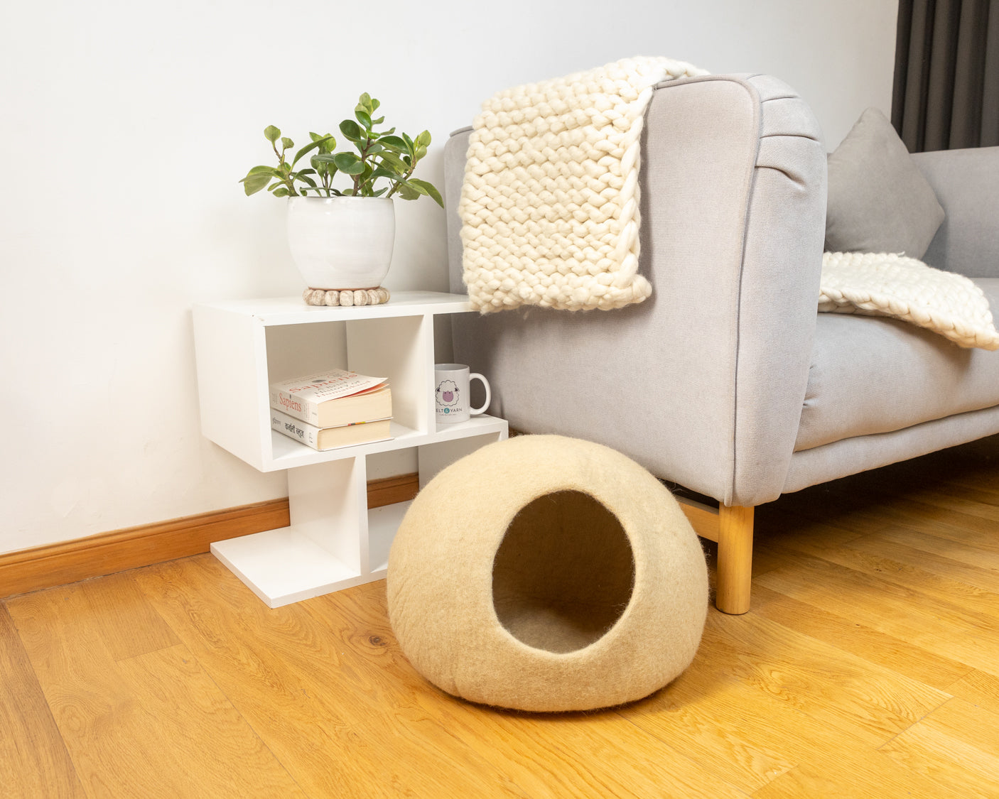 Solid Color Felt Cat Cave 100% New Zealand Wool handmade color floral blue gray green cream yellow bunny pet product comfy