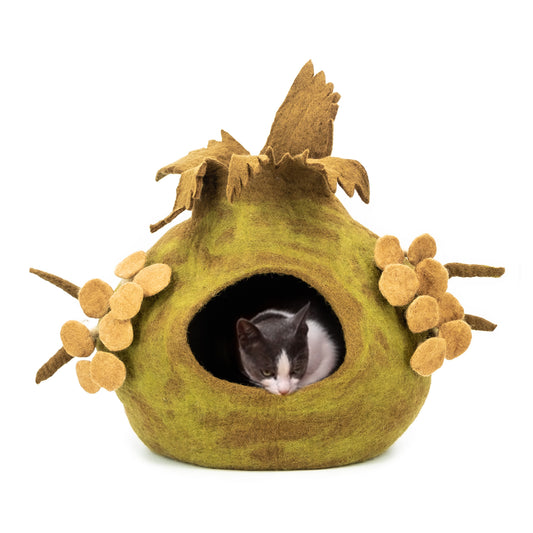 Whiskers Home Mushroom Design Felt Cat House Comfortable and Stylish Pet Cave color green brown. Shop Now and Enjoy Free Shipping on All Pet Beds