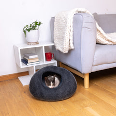 Wool Felt Gradient Cat Bed 100% New Zealand Wool color black gray 