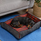 Whisker's Home Felt Dog Bed with 100% Wool and Dhaka Fabric Cover