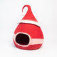Red gnome hat with a white band on a white background