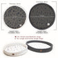 Measurement of medium and large dog bed indicating the diameters, height, thickness, black and grey dog bed, M for small and medium dogs, L for Large and Extra-large dogs.
