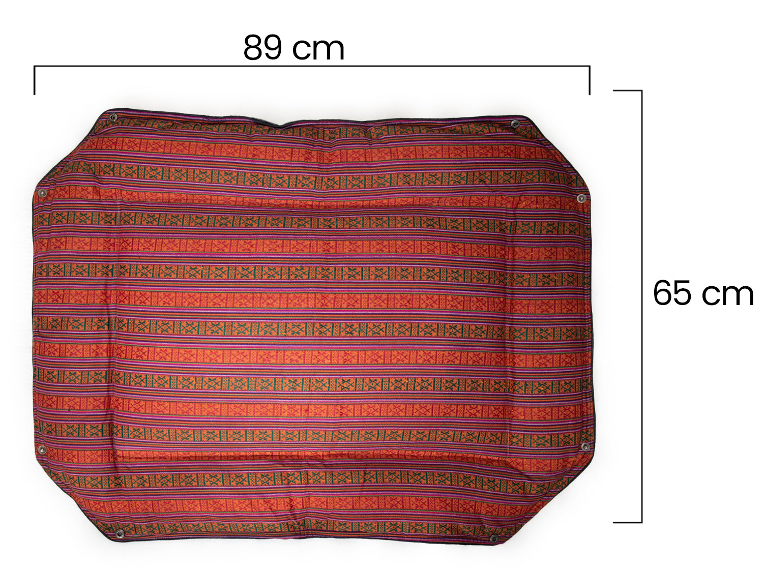 Whiskers Home Wool Felt Dog Bed with 100% Wool and Dhaka Fabric Cover Color Red Stripped Blue Gray
