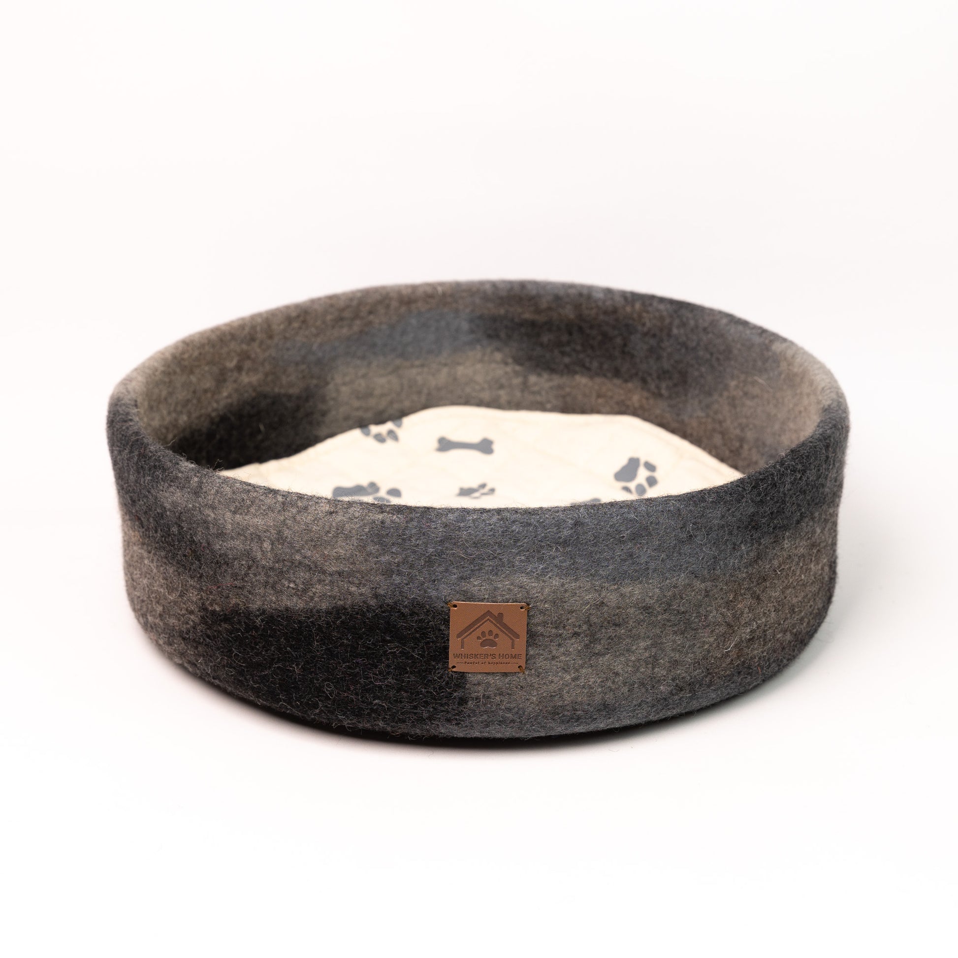 Muted Color Felt Pet Bed 100% New Zealand Wool handmade color floral gray white