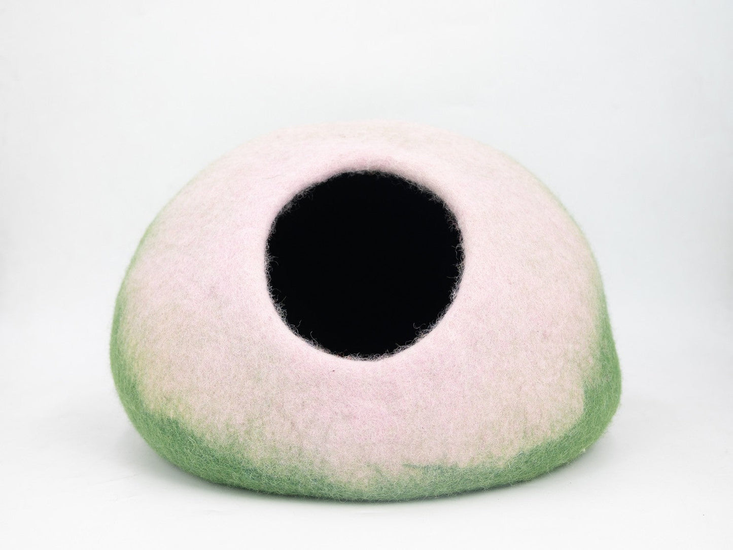 Whiskers Home Peach & Green Felt Cat Cave - 100% New Zealand Wool Whisker's Home