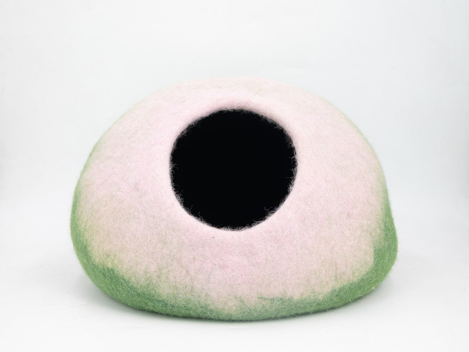 Whiskers Home Peach & Green Felt Cat Cave - 100% New Zealand Wool Whisker's Home