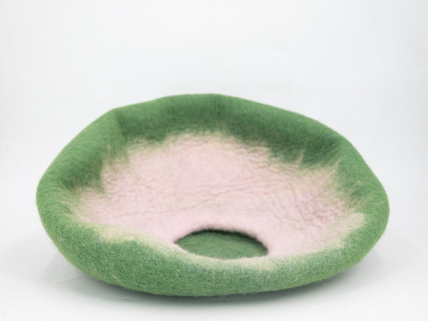 Whiskers Home Peach & Green Felt Cat Cave - 100% New Zealand Wool Whisker's Home