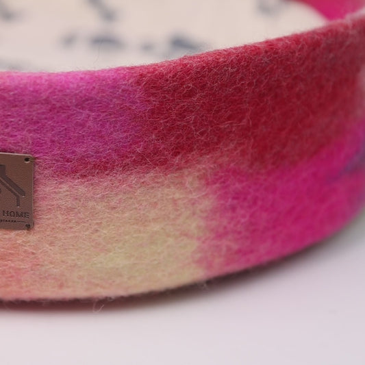 Rainbow Recycled Wool Pet Bed 100% New Zealand Wool handmade color floral gray white pink blue pet product