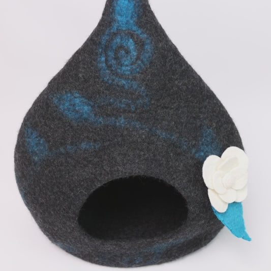 felt tendril cat cave, handmade cat house, tendril cat bed, handmade cat cave