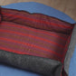 Whiskers Home Wool Felt Dog Bed with 100% Wool and Dhaka Fabric Cover Color Red Stripped Blue Gray
