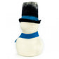 Mannequin head with black and gray hat and blue scarf on a white background