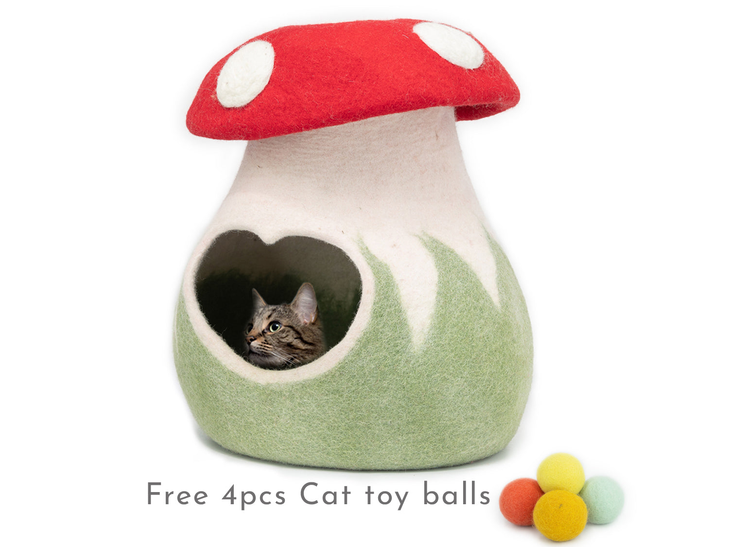 Whiskers Home Mushroom Felt Cat Cave 100% New Zealand Wool Whisker's Home