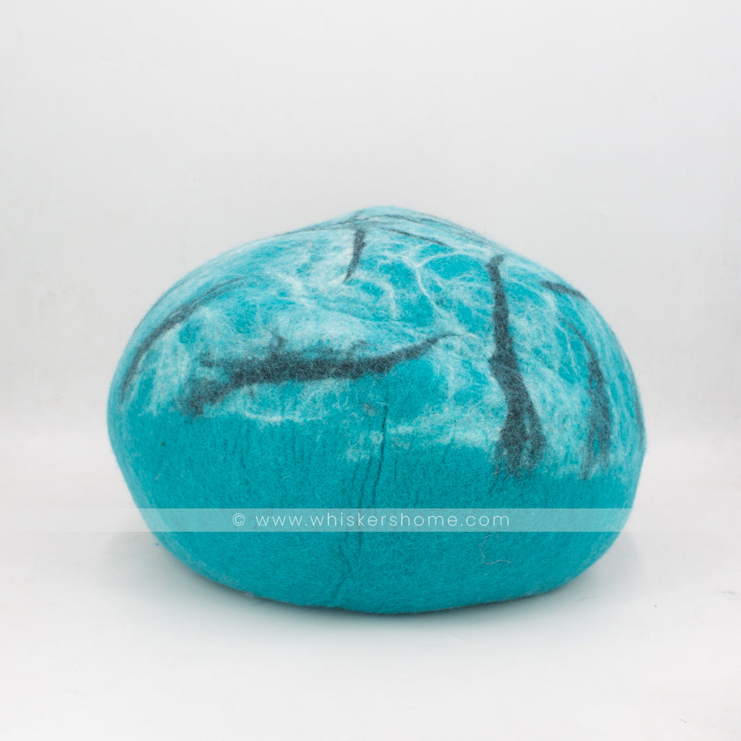 marble design cat cave, bluish green cat cave, blue-green cat cave