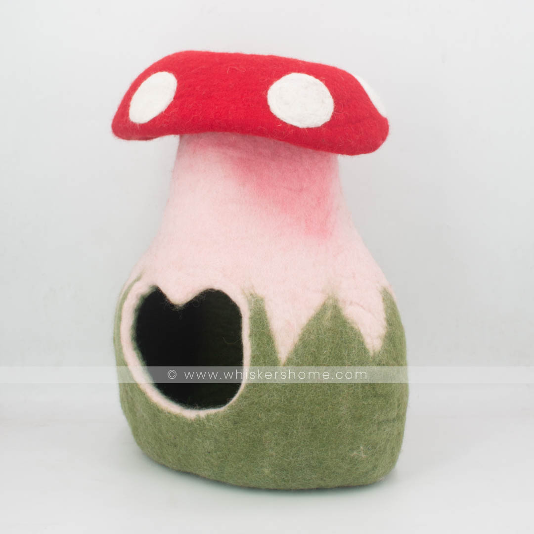 mushroom, green cat cave, red cat cave, mushroom design cat cave