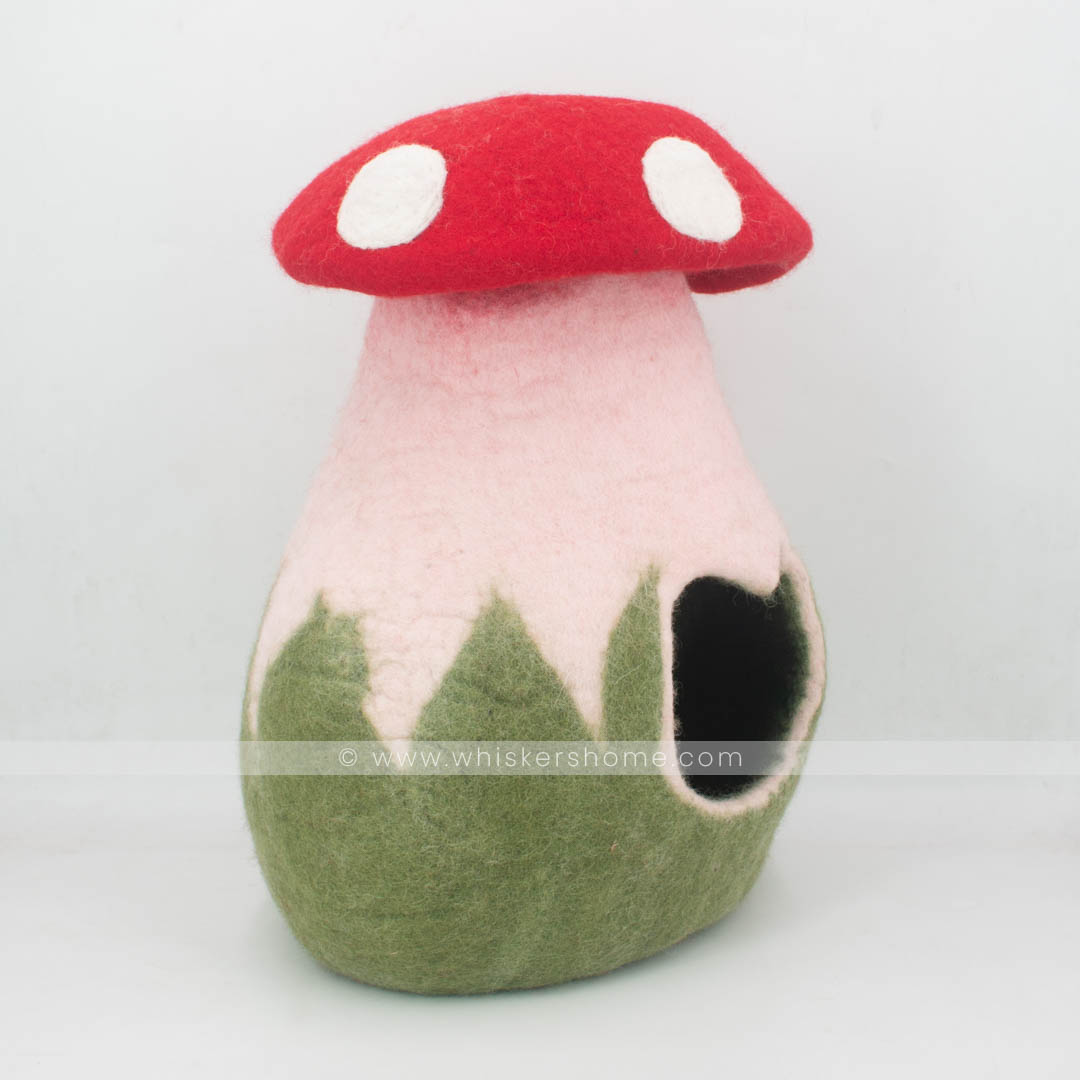 mushroom, green cat cave, red cat cave, mushroom design cat cave