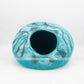 Front view of ocean marble felt cat cave made from 100% New Zealand wool